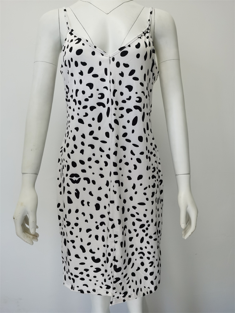 Robe Sexy imprimée léopard pour femmes, col en v, coupe ajustée, sans manches, vêtements décontractés, à la mode, été, 2024