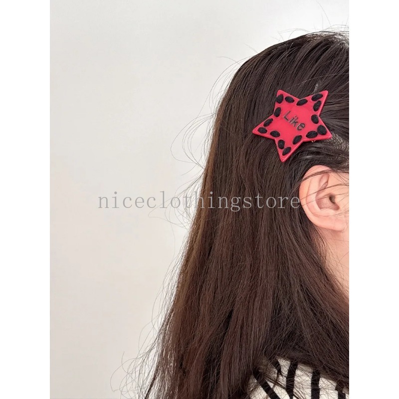 Pince à cheveux coréenne douce et épicée rose rouge, comme l'amour, nœud pentagramme, pull, pince à bec de canard, accessoire pour cheveux, nouveau style