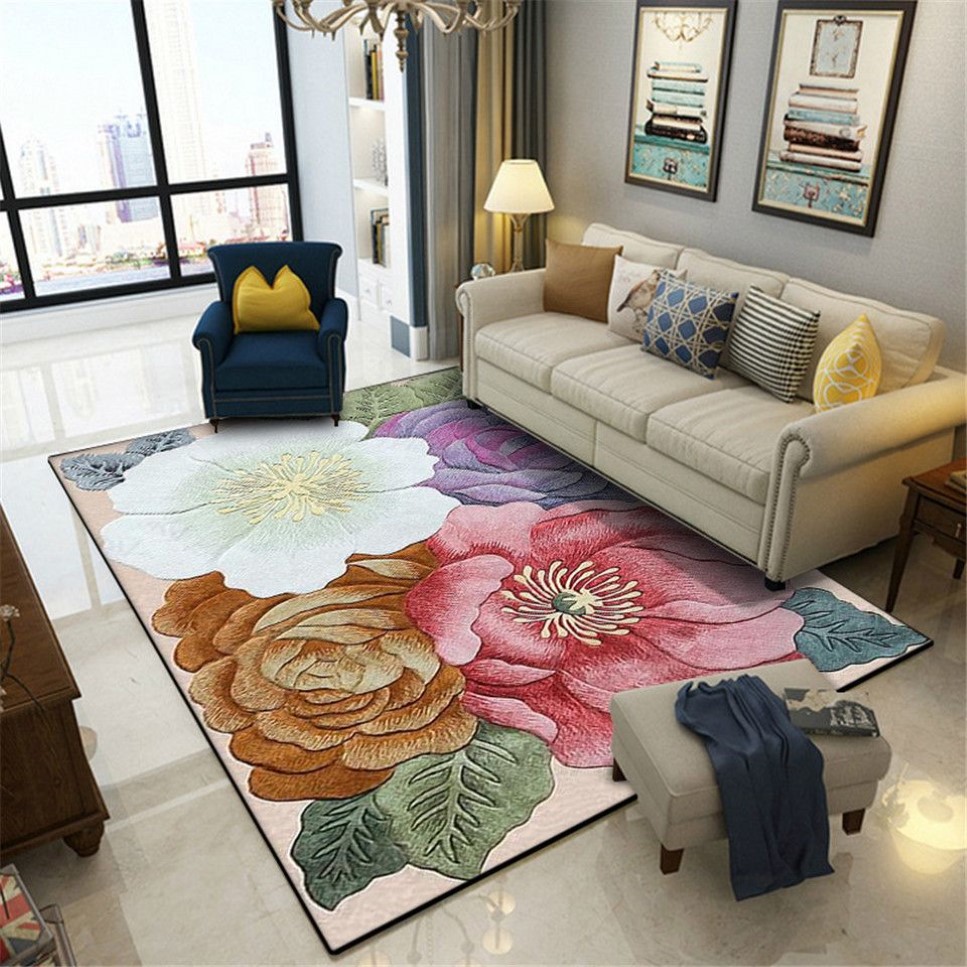 Amerikan Tarzı 3D Halı Çiçek Klasik Zarif Çiçek Halı Oturma Odası Yatak Odası Halı Dekor Koridor Halı 201225272m