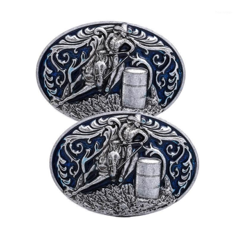 Boucle de ceinture occidentale pour hommes, 2 pièces, Style rétro, course de baril, Cowboy, accessoire 1323j