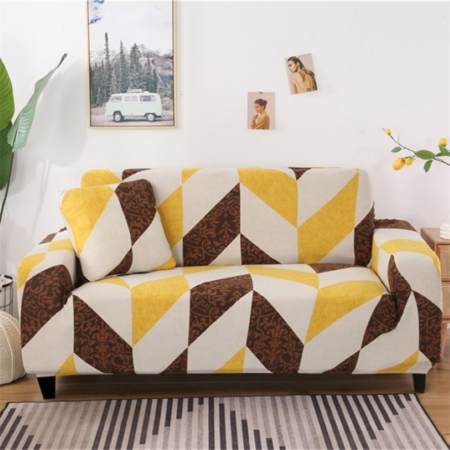 Capa de sofá elástica com padrão geométrico, capa elástica com tudo incluído para sala de estar, sofá, slipcovers lj2012247a