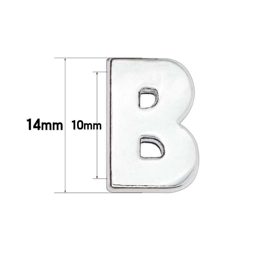 10mm Plain Slide letter A-Z silver color chrome diy charms English alphabet fit for 10MM leather wristband keychains298Y