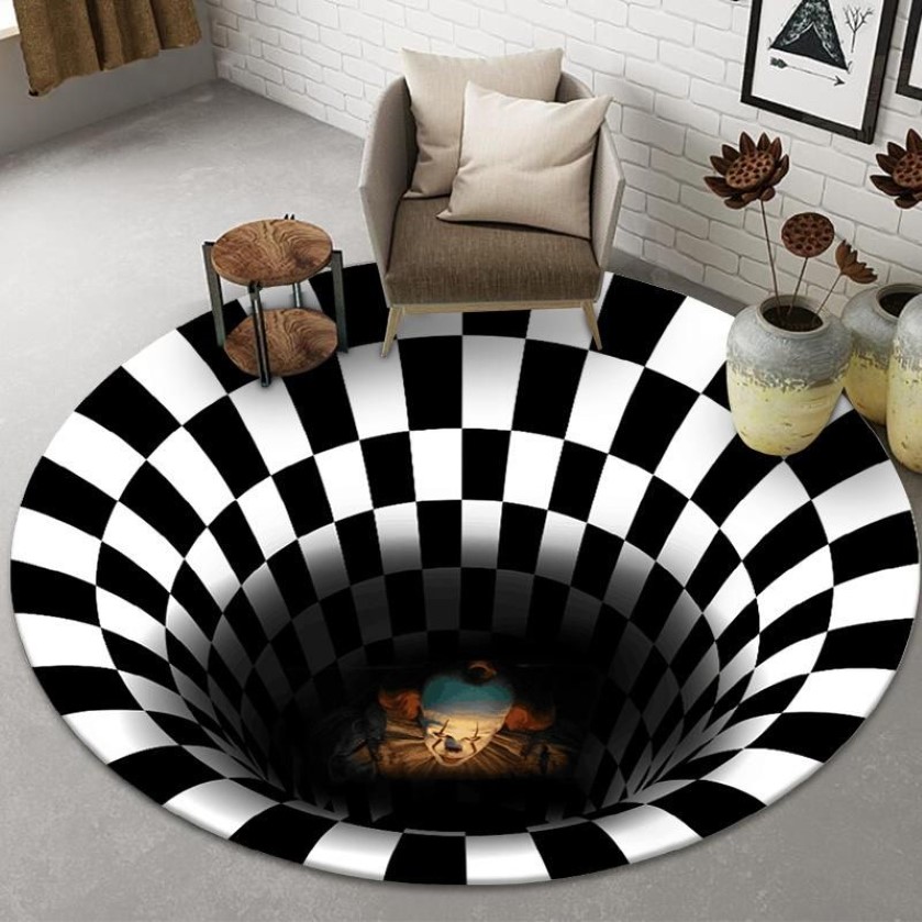 Carpets Round Carpet Clown Trap Vision Area Rug Halloween 3D Geometric Mat Living Room Rugs Hallway Christmas Decoration2378