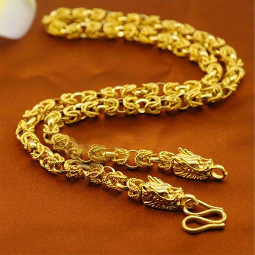 Collier en filigrane pour hommes, Design Dragon, or jaune 18 carats, chaîne à maillons rempli, bijoux Hip Hop, Style Cool, cadeau 3031