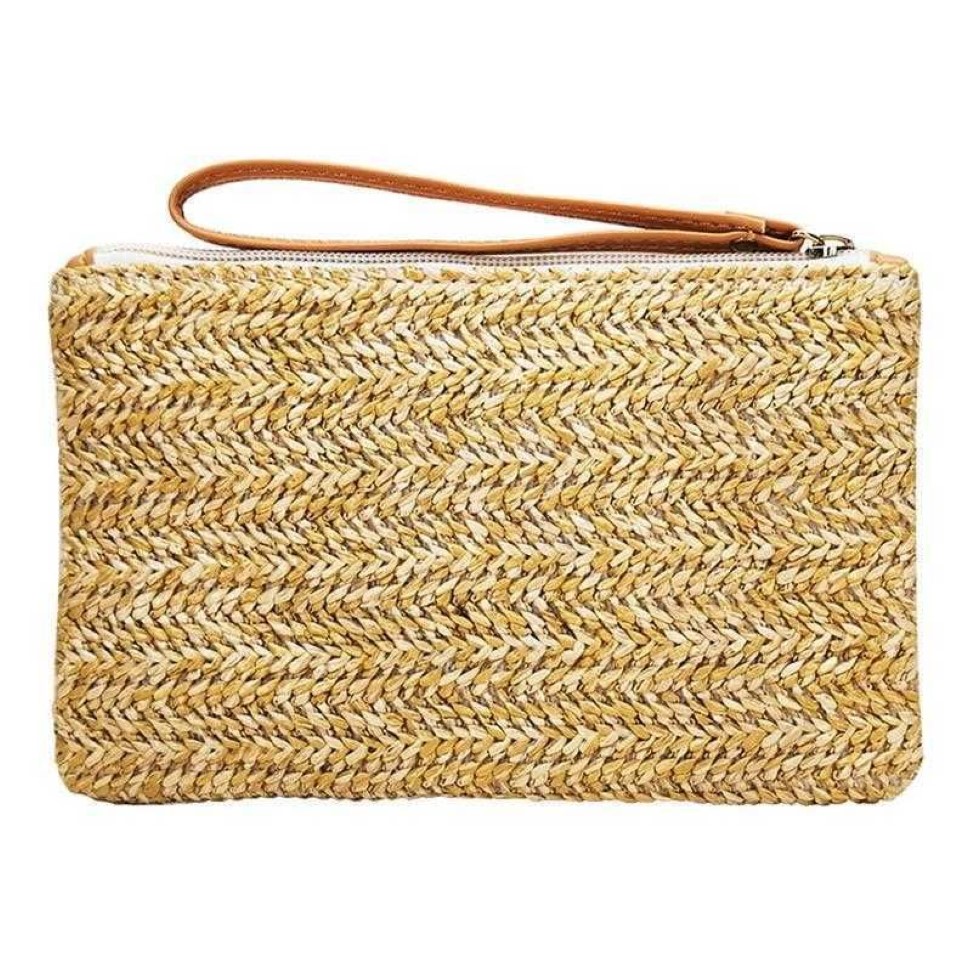 Purses Mini Straw Hand Coin Woven Purse Bag Weaving Clutch Bags Casual Summer Beach Mobiltelefon Key Pocket Pouch Pack för Women309y