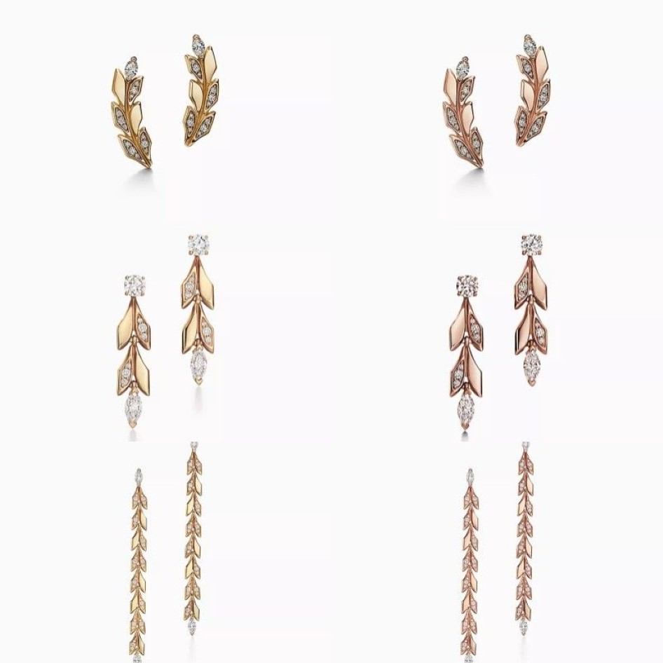 T Design climber stud earrings Charm convertible vine drop Love earrings 925 sterlling silver 18k gold plated jewelry Luxury Brand252f