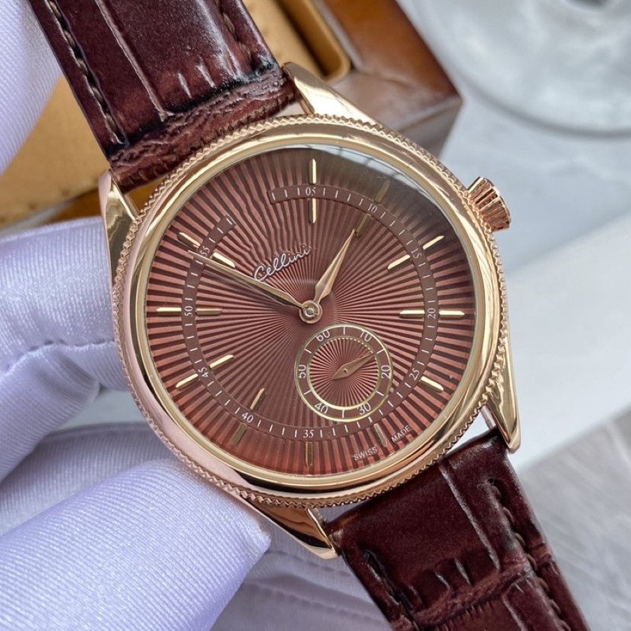 2022 New Three stitches luxury mens watches Little needle run seconds 39 mm in diameter Quartz Watch high quality Brand LOGO leath235B