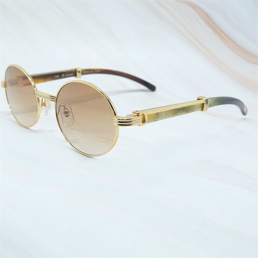 Fashion Zonnebril Mannen Vrouwen Designer Hele Luxe Franse Zonnebril Volledige Rand Metalen Tinten Buffelhoorn Houten Eyewear3011