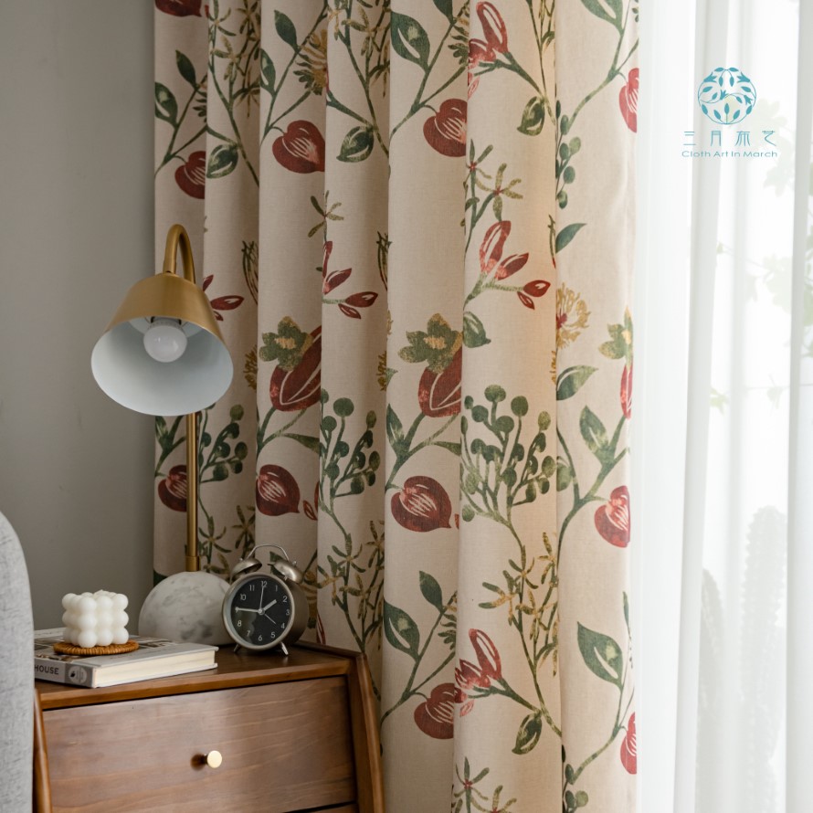 American living curtains Rustic Home Decor Birds Pattern Window Treatments Printed Bedroom Drapes Single Curtain Panels A312241M