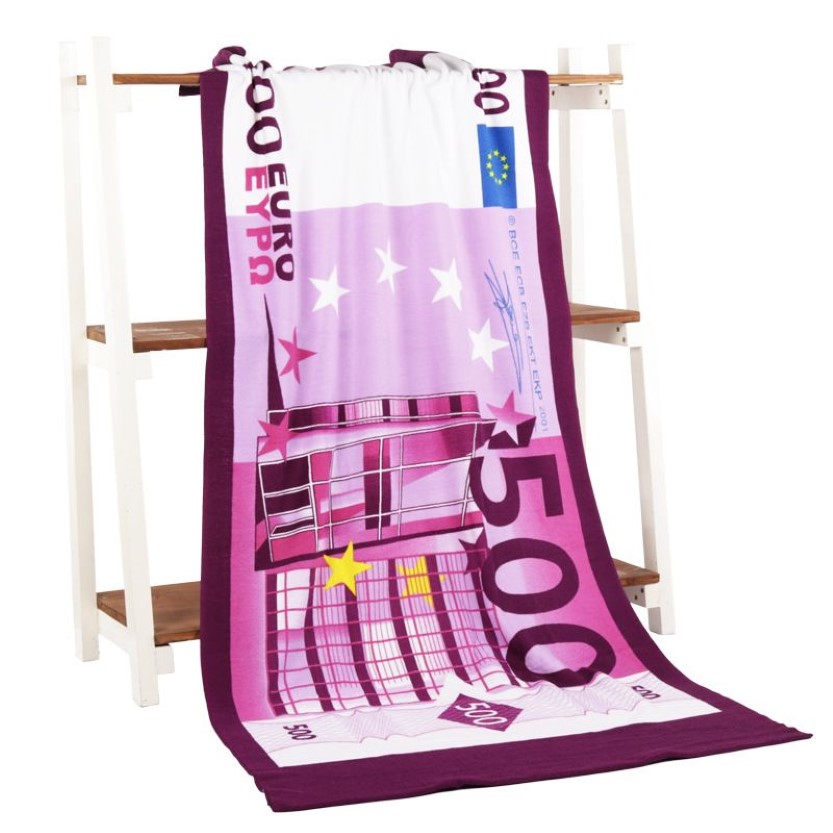 Euro Money Bath Handduk Microfiber Print Activity Beach Handduk Hår Supermjukt vatten 70 140 cm Soft 20 Design Drop270R