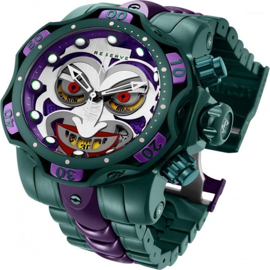 WRISTWATCHES Najwyższej jakości Niezwykłe Niepokroda DC Joker Kwarc nierdzewna zegarek Zegarek Mężczyzna Modna Business Businesswatch ReLOJ Drop265v