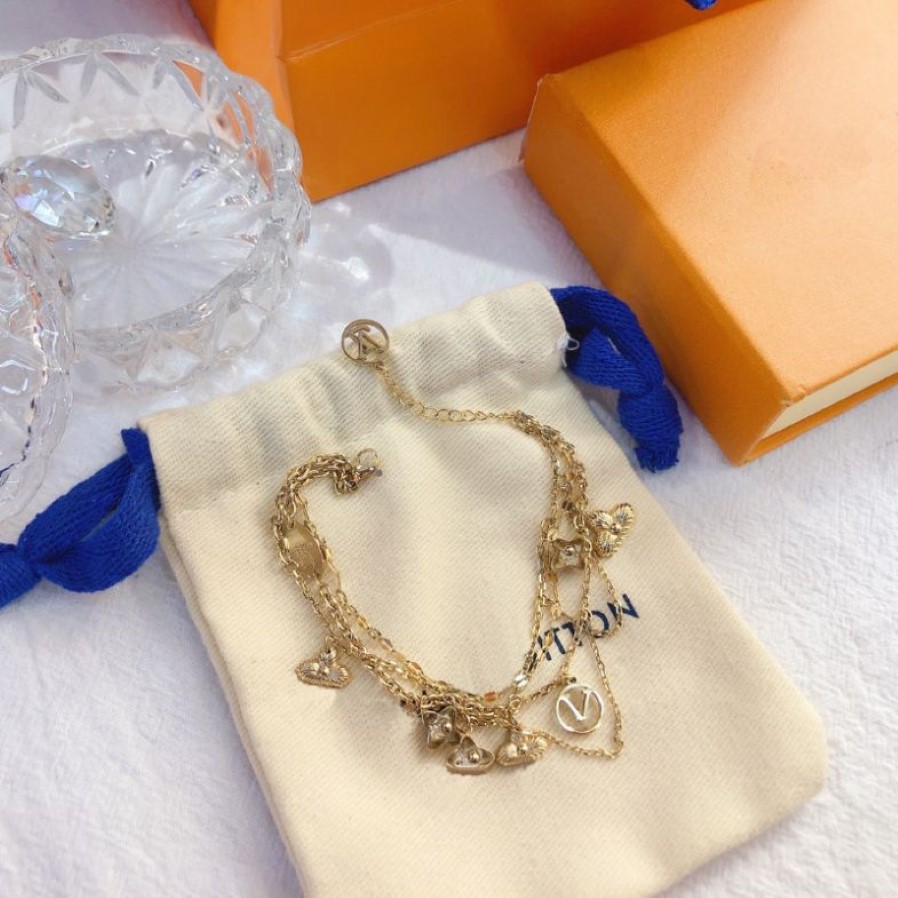 Dames drie lagen armbanden mode schakelkettingen ontwerper sieraden vergulde 18k gouden charme vriendschap roestvrijstalen sieraden dames327I