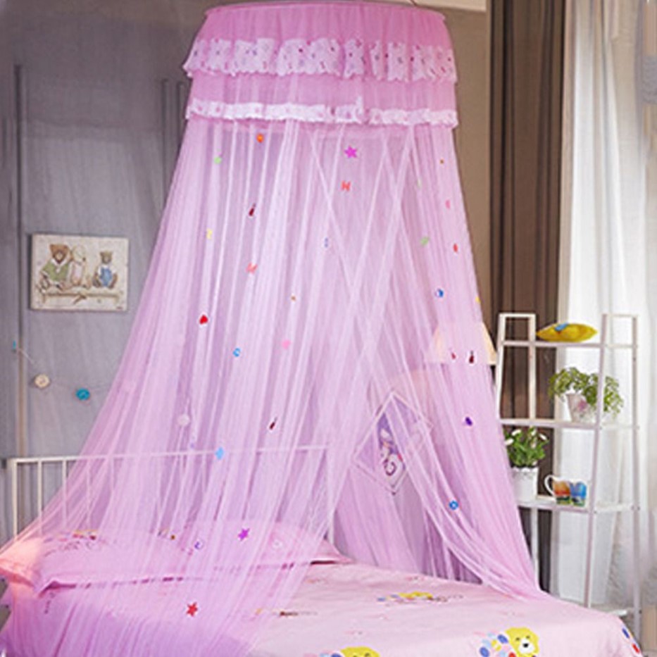 Crianças elegante cama de tule cúpula rede dossel circular rosa cúpula redonda cama mosquiteiro para gêmeos rainha king286d