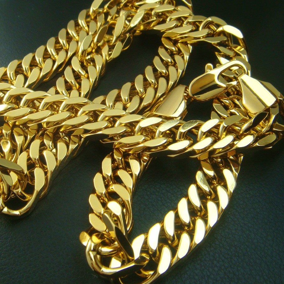 N111-Collier lourd et cool pour hommes, rempli d'or 18 carats 18 carats, largeur 10 mm, 3029