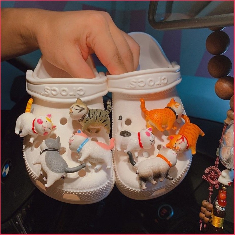 귀여운 3D 고양이 매력 디자이너 DIY 스테레오 신발 장식 막힘 hello kids 여자 여자 선물 croc jibb288x에 대한 매력