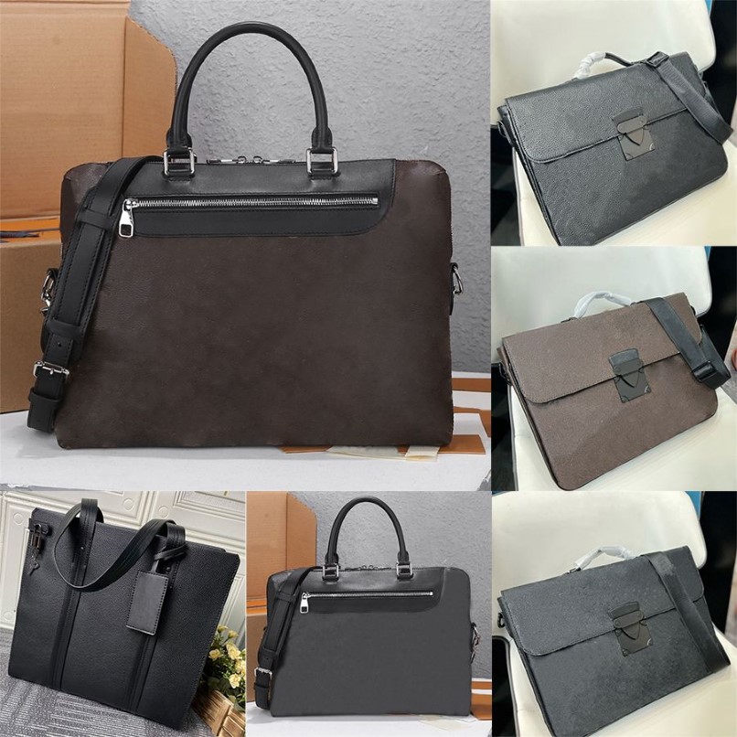 Fashion Porte-documents Jour Briefcase Damier Infini Onyx Leather Designer Metal Hardware S-lock Briefcase Men Flap Closure with M251Y