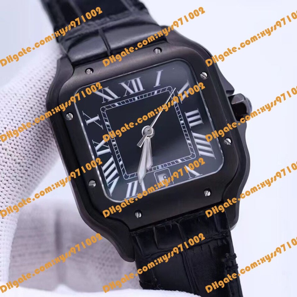 High quality Asian automatic watch 39 8mm men's watch black Roman dial black leather strap sapphire glass folding buckle cale305S