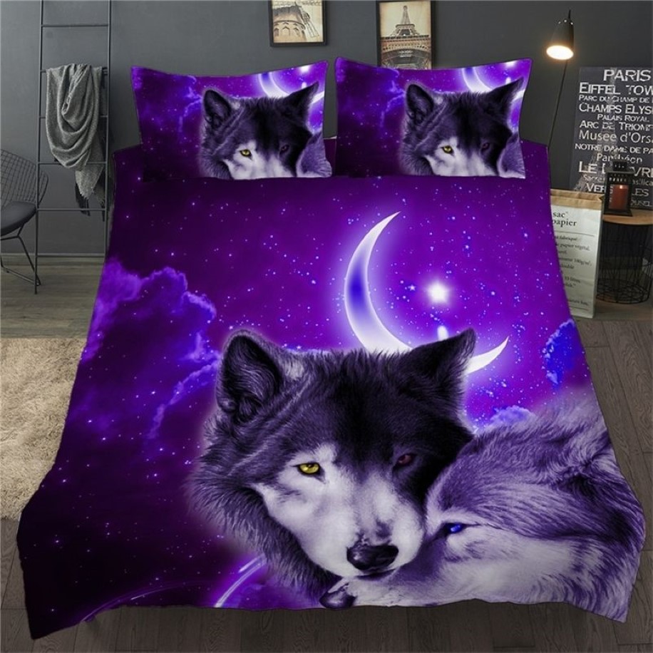 3D Duvet Quilt Cover Set Wolf Animal Print Bedding Set Single Double Twin Full Queen King Size Bed Linen For Children Kid Adults 22447