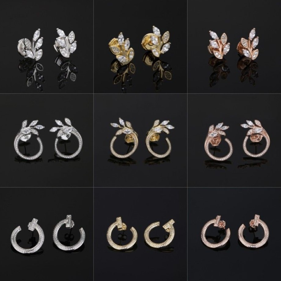 T Design open hoop stud earrings vine circle earrings 925 sterlling silver rose gold 18k gold plated jewelry Luxury Brand Valentin170b