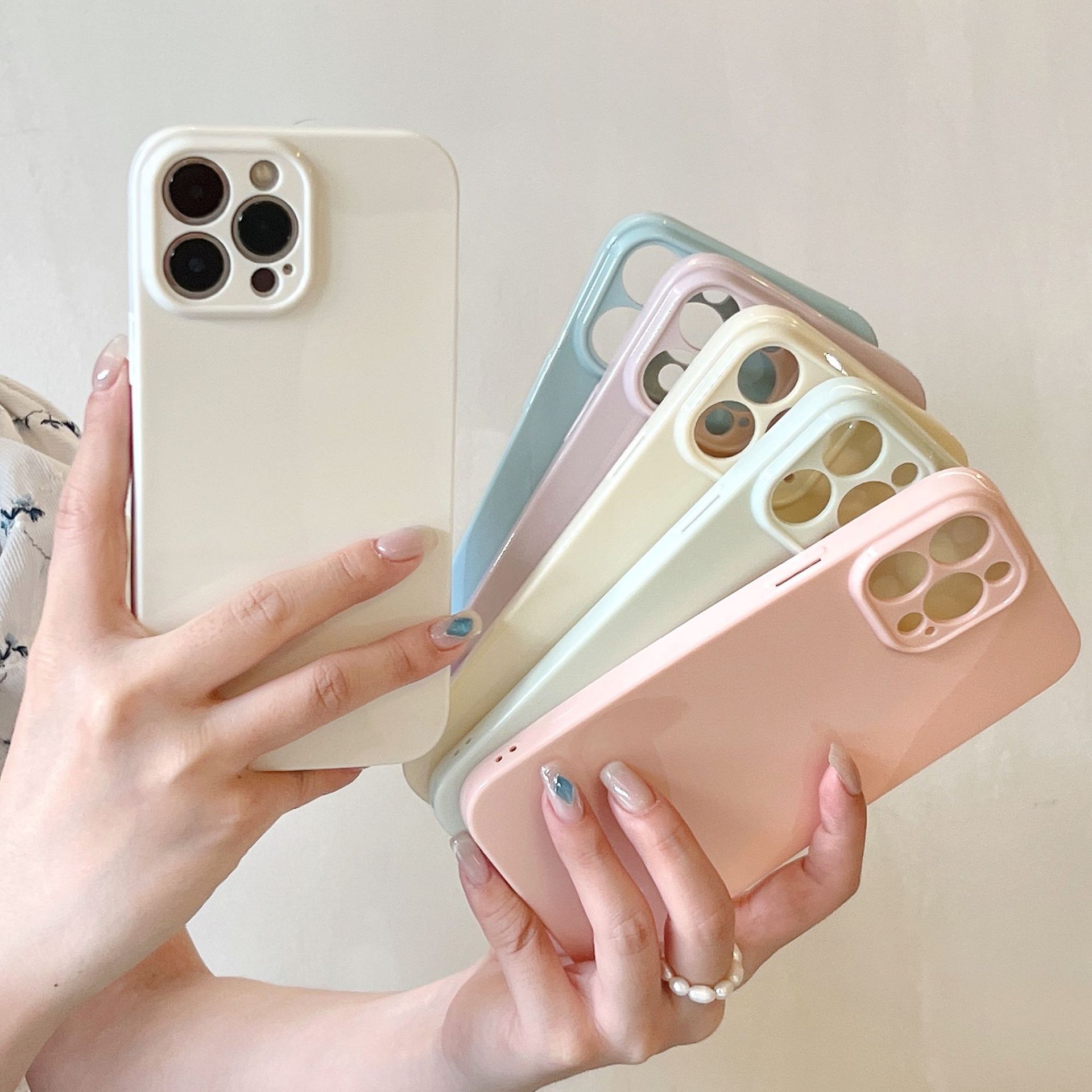 Design em branco brilhante casos de telefone celular para iphone 15 pro max 14 13 11 cor pura protetora macia à prova de choque capa completa móvel