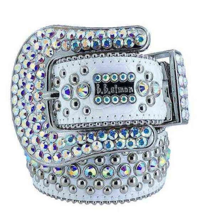 BB 2022 BELT DESIGNER SIMON BELTS FÖR MÄN Kvinnor Shiny Diamond Belt White Cintura Uomo Boosluxuregoods 0000258w188p