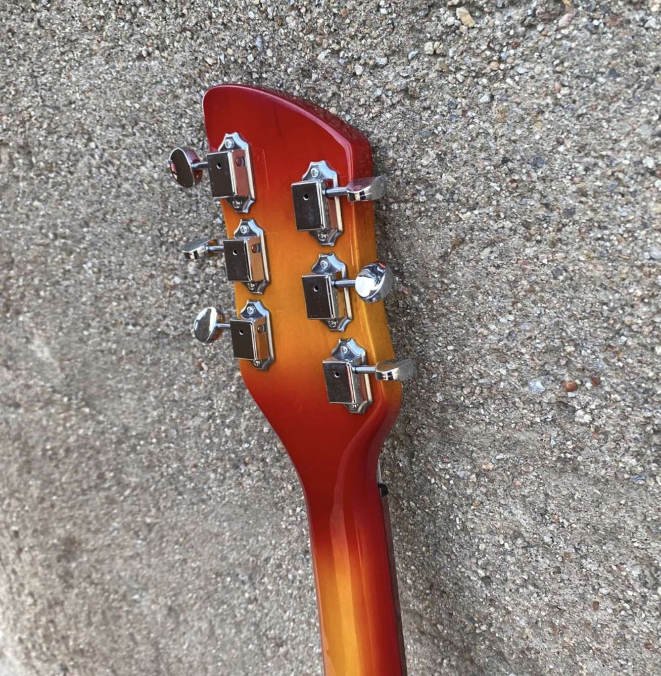 Custom 325 Cherry Burst Ricken Style Electric Guitar, Tremolo System Bridge, F-hole Semi Hollow Body,