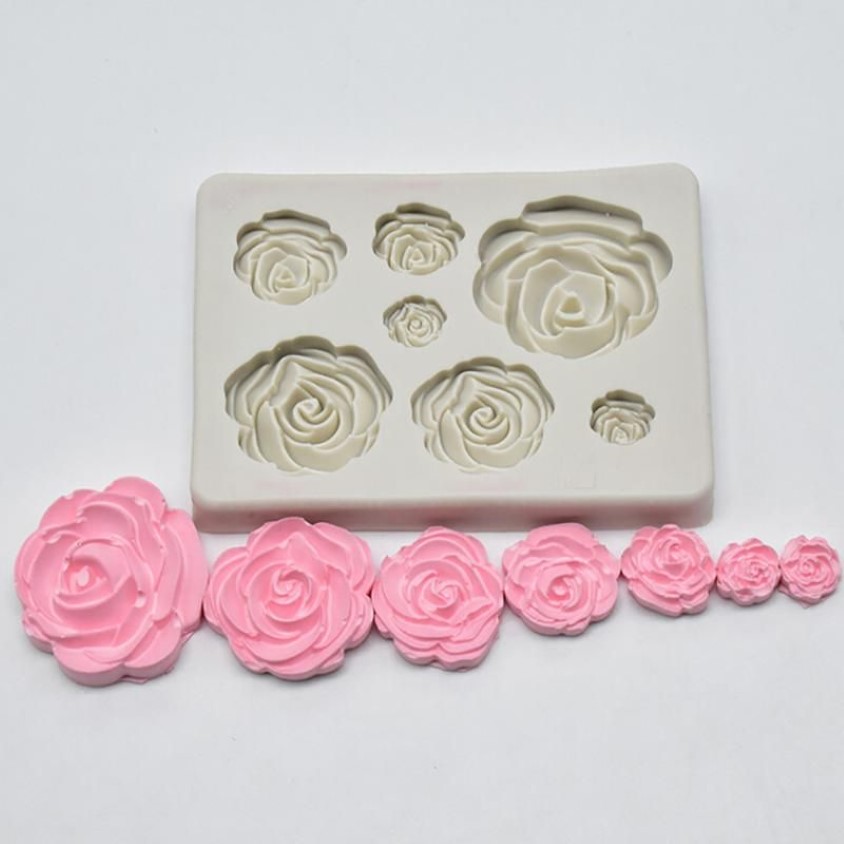 Силиконовая форма с цветком розы, форма для помадки, инструменты для украшения торта, шоколадный инструмент, кухонный скребок для выпечки, 1 шт.267C
