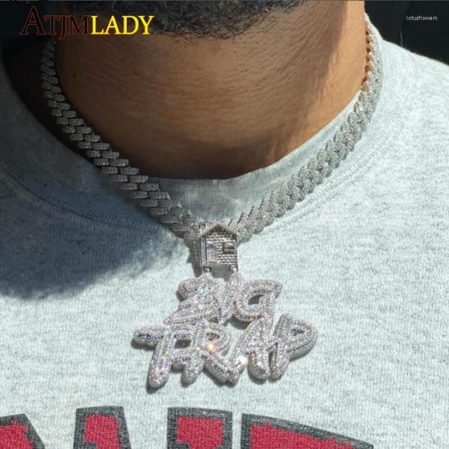 سلاسل Iced Out Bling 5a cubic Zircon Full Paded Big Trap House Necklace Hip Hop اثنين