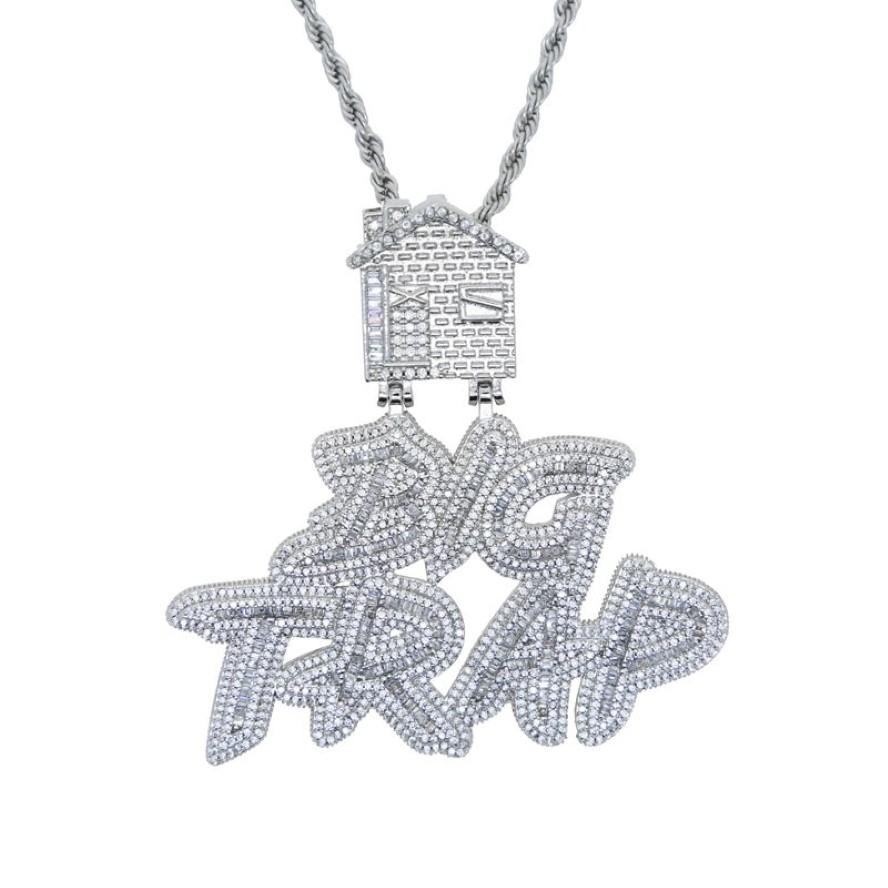 Iced out Letter Big Trap met huis hanger pave volledige kubieke zirkoon fit Cubaanse ketting hiphop ketting sieraden hele255N