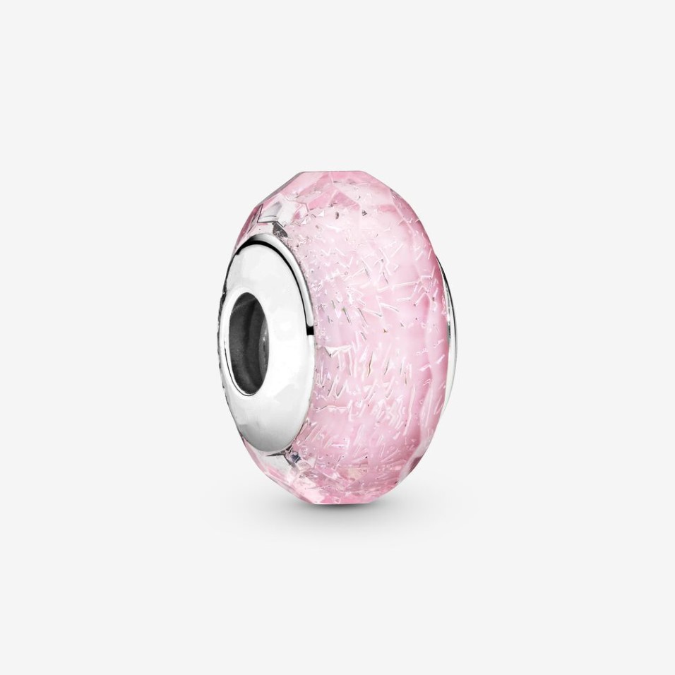 Ny ankomst Autentisk 925 Sterling Silver Pink Murano Glass Charm Fit Original European Charm Armband Fashion Jewelry Accessories209J