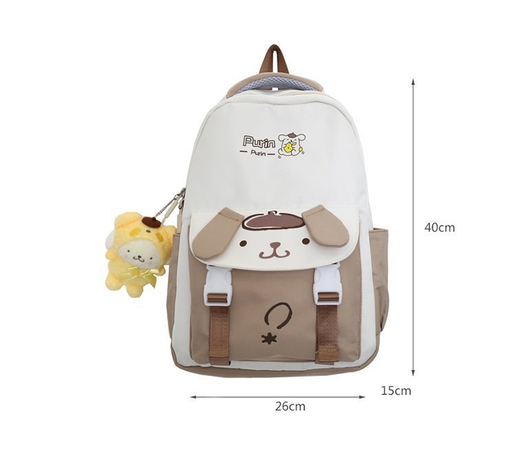 حقيبة الظهر الكارتونية للنساء Cinnamoroll لطيف بسيطة بسيطة سعة المدرسة حقيبة Milody My Melody Outdoor Learture Backpack