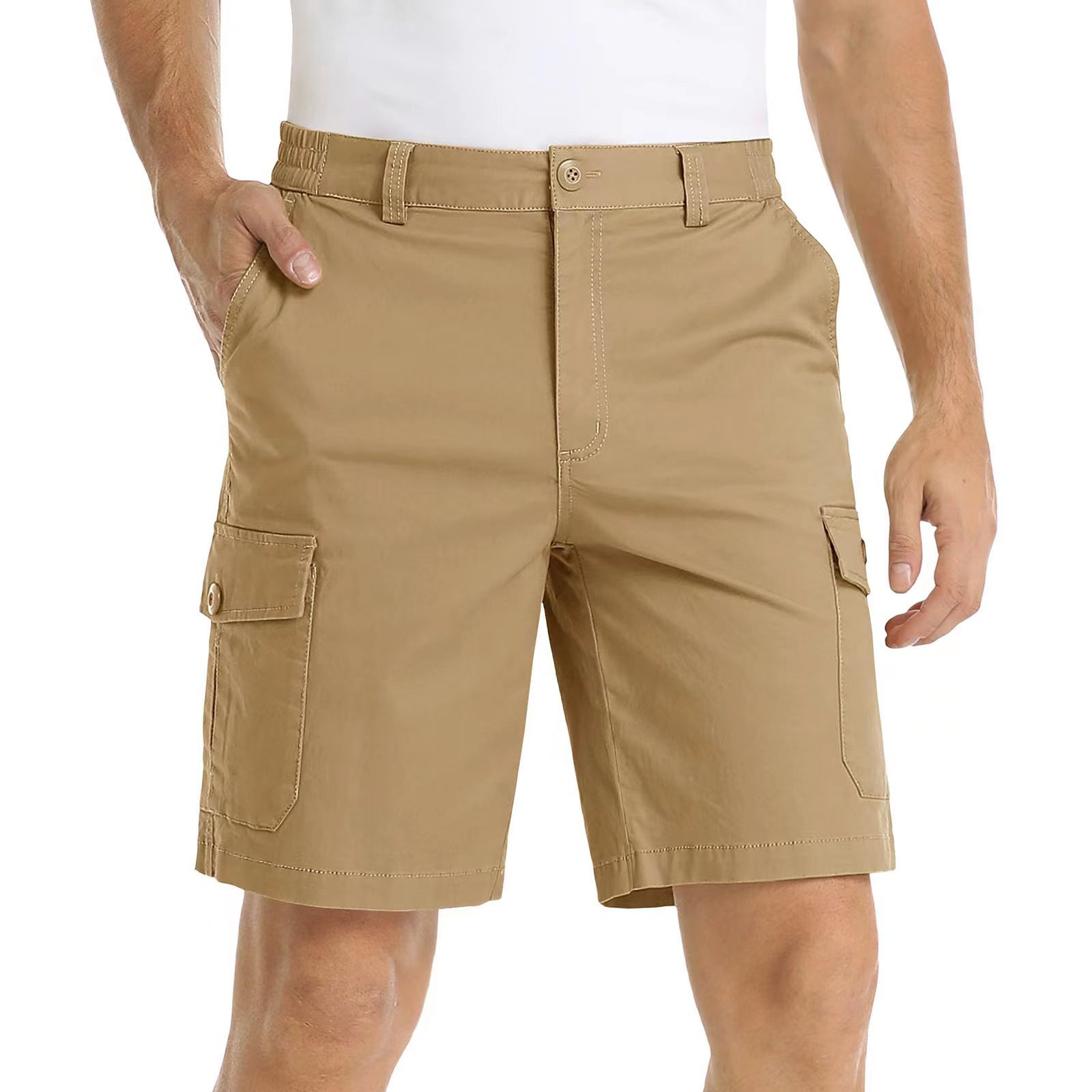 Spring Casual Solid Color Men's Quick Dry Beach Short Pants Multi-Pocket last Kort knälängd Man USA Plus Size Overalls