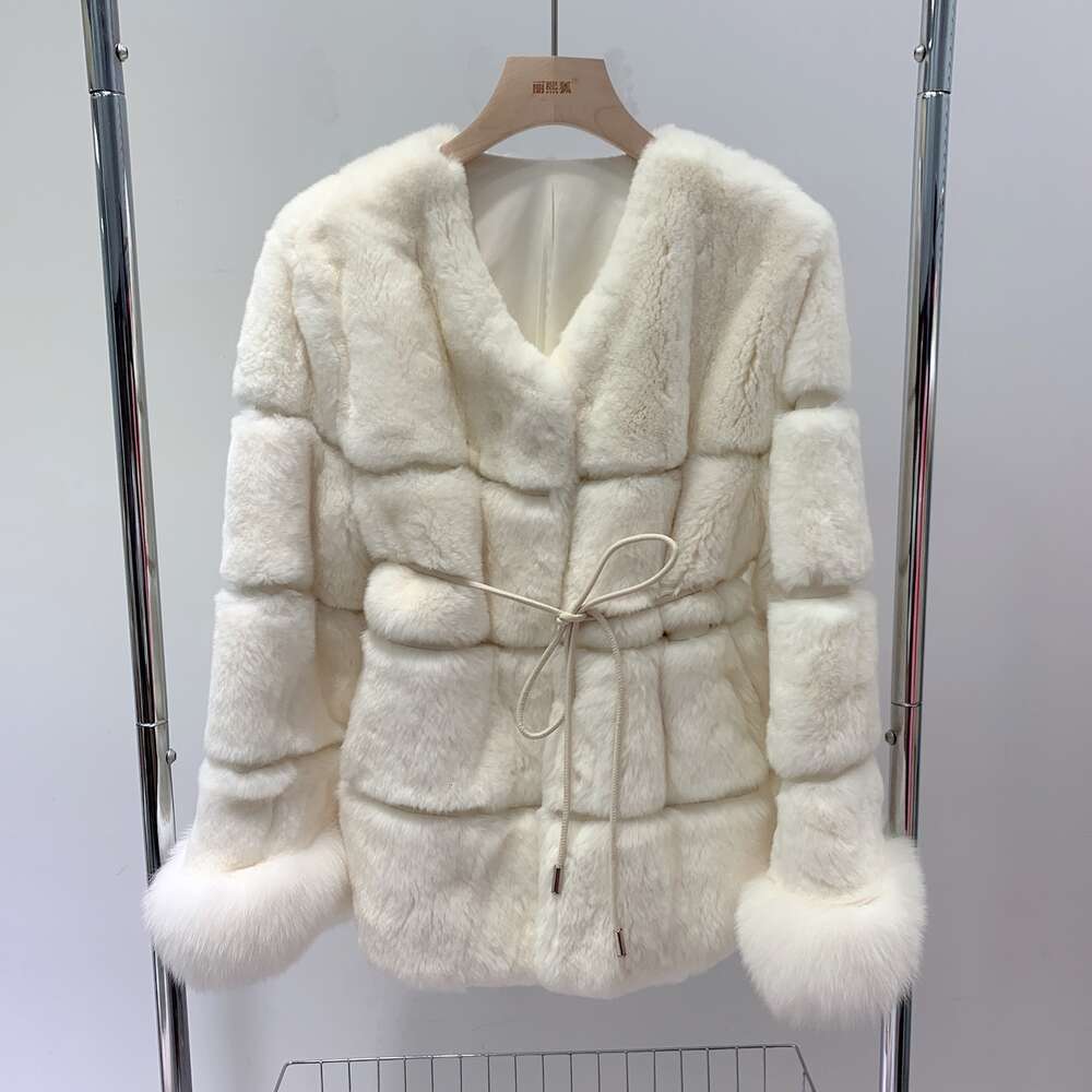 Dream Love Sheep Haining Clip Craft Cappotto in pelliccia di coniglio Rex Fox Cappotto invernale in pelle e capelli integrato 7729