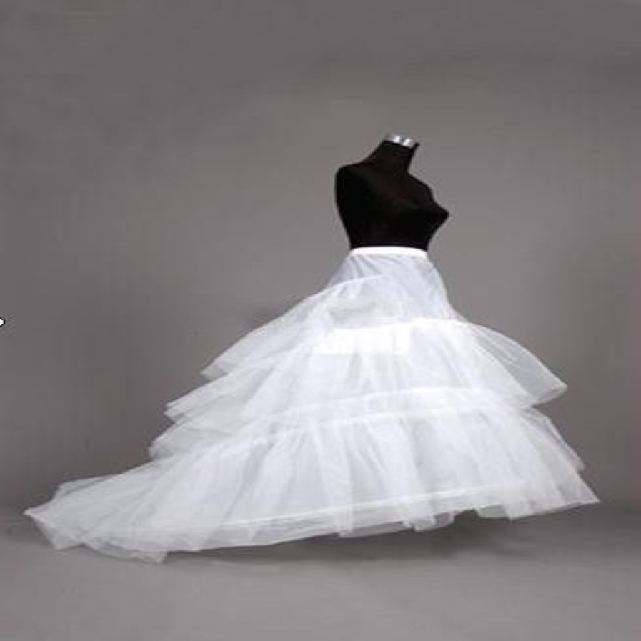 En Stock nouveau Long Train robes de mariée 3 cerceaux jupon sous-jupe crinoline sous-robe Slip femmes jupe robe Petticoat264L