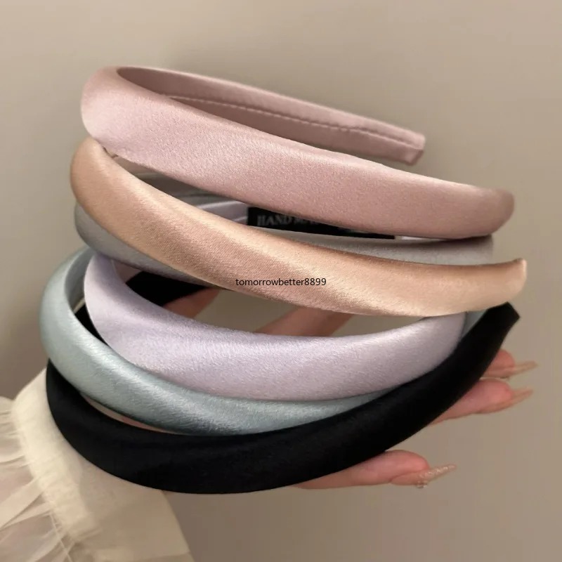 Fransk retro glansig elegant högkvalitativ satin Slim Hair Hoop Kvinnlig online-influenser 2024 Ny huvudbonad Face Wash Hair Band