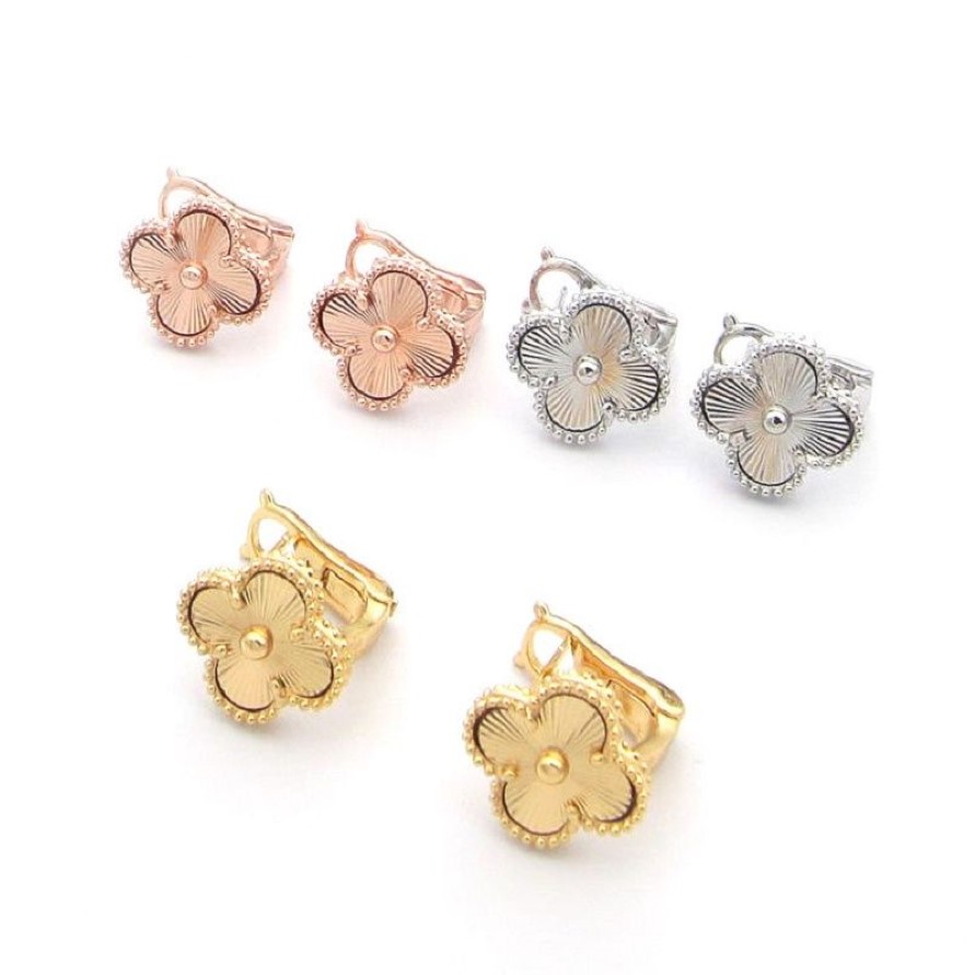 Luxury Designer Earrings Screw Back Four-leaf Clover Earrings Womens Fashion 18K Gold Earring Jewelry275i