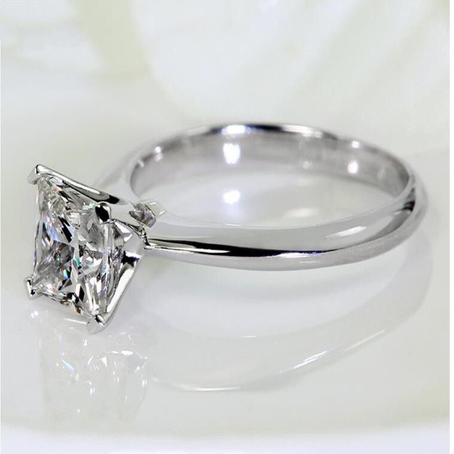 Bague en diamant de laboratoire taille princesse 1ct, bague de fiançailles en argent sterling 925 originale pour femmes, bijoux fins de mariée, cadeau 275J