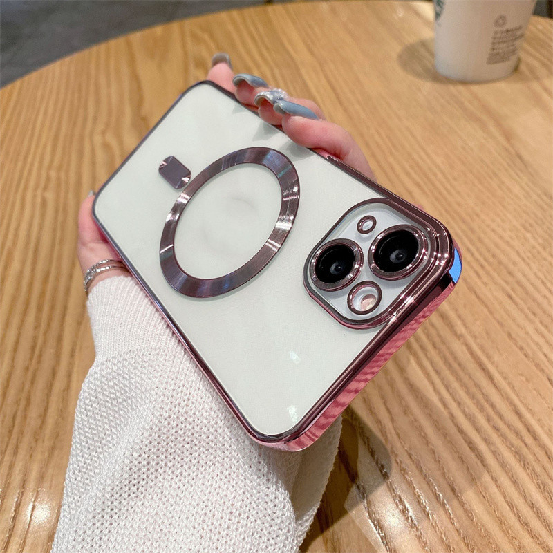 Clear Magsafe Magnetic Cases Soft TPU Silicone Shockproof Cover With Camera Lens Film Protector for iPhone 15 14 13 12 11 Pro Max iPhone 15 15Pro 15Plus Dropshipping