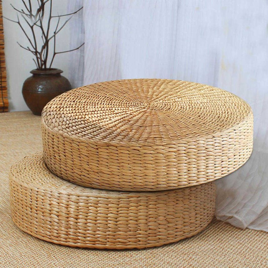 Floor Pillow Eco-Friendly Round Straw Cushion Hand Woven Tatami Floor Mat Yoga Tea Ceremony Meditation Pad 2107162344