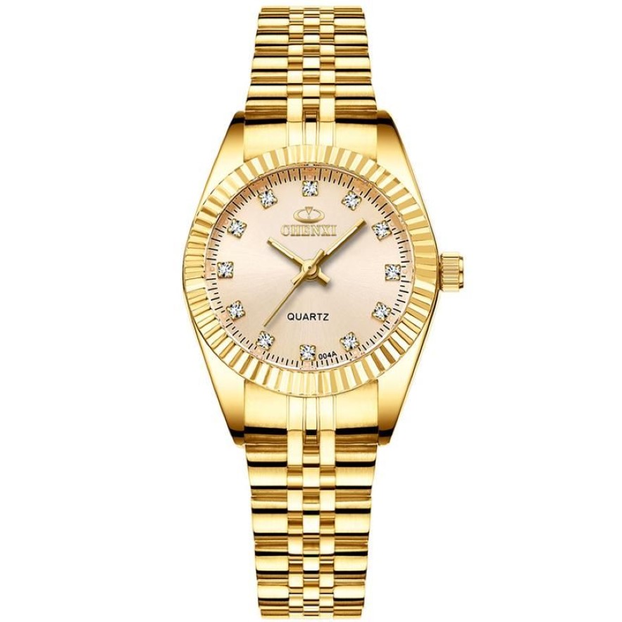 CHENXI Brand Top Luxury Ladies Gold Watch Women Golden Clock Female Women Dress Rhinestone Quartz Waterproof Watches Feminine231D