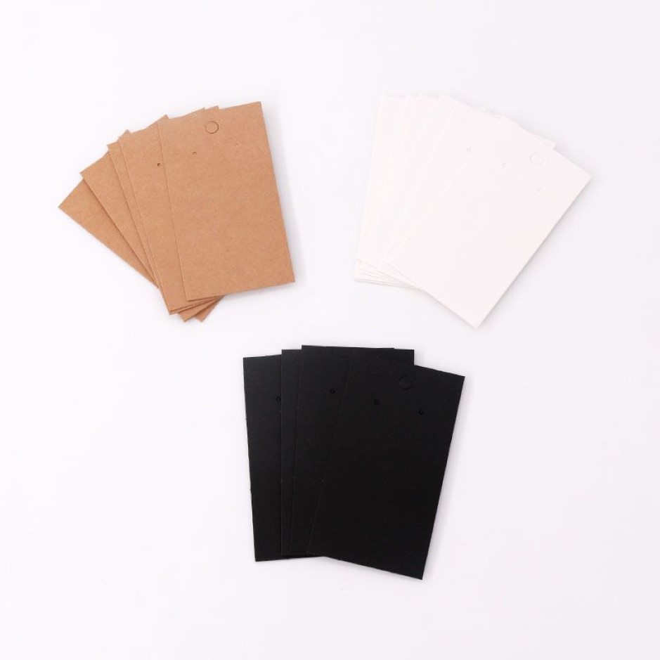 5x9cm Rectangle Shape Earring Display Cards Fashion Jewelry Tassel Earrings Packing Paper Hang Tags White Black Brown259D