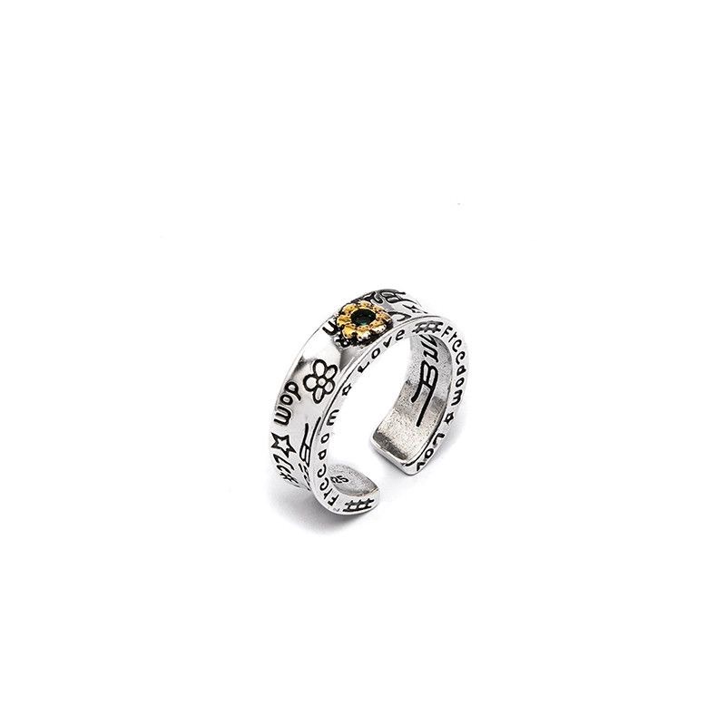 Anillo de diseño clásico Anillo de oro Anillos de lujo unisex Acero de titanio para mujer Patrón de monograma grabado Anillo de bodas Regalos de boda Regalos de aniversario