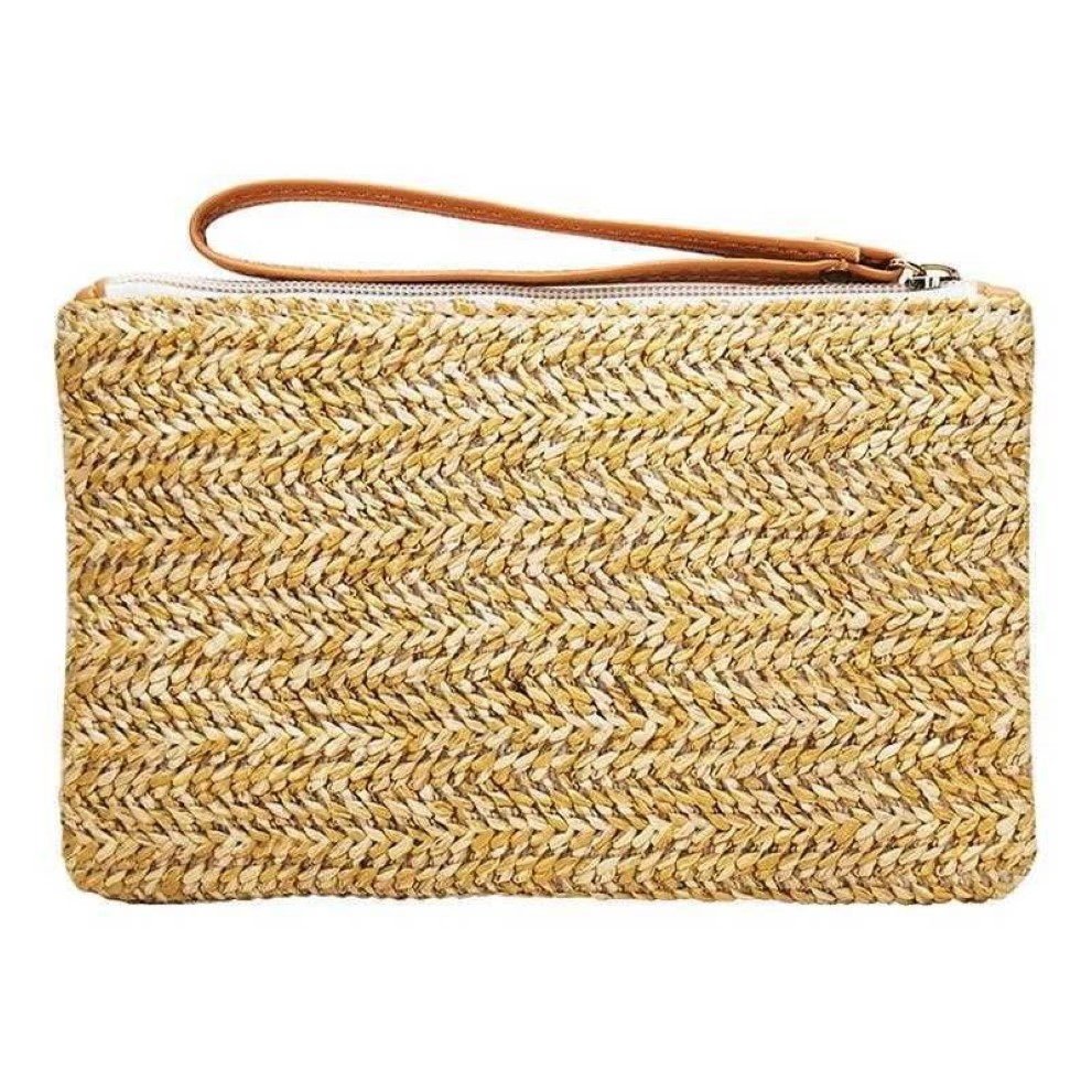 Purces Mini Straw Hand Coin Woven Purse Bag Weaving Clutch Bagsカジュアルサマービーチ携帯電話キーポケットポーチパック