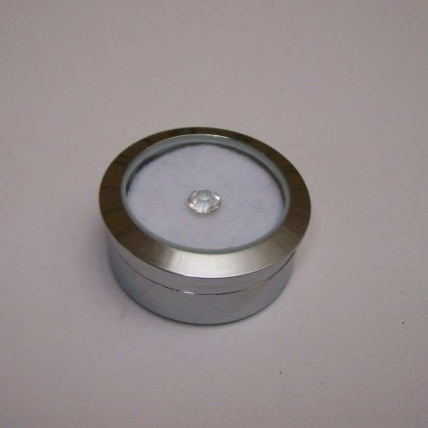 Boîte de présentation de diamant ronde en cercle entier, boîtier de pierres précieuses en acier inoxydable fin, boîte à bijoux en diamant 3 2 1 5cm308Z