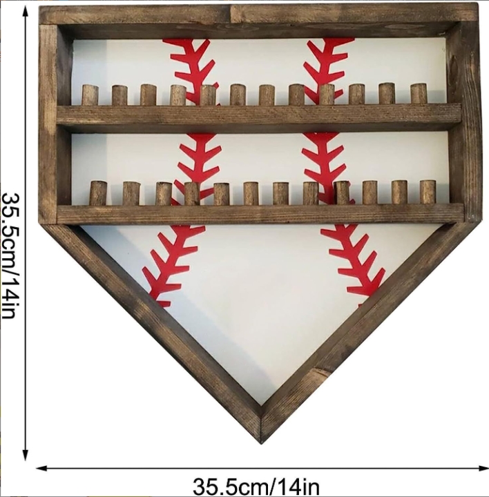 Titanium Sport Accessories samples Wooden softball baseball ring home plate Stacked Championship Ring Display Holder with Engraved Laces