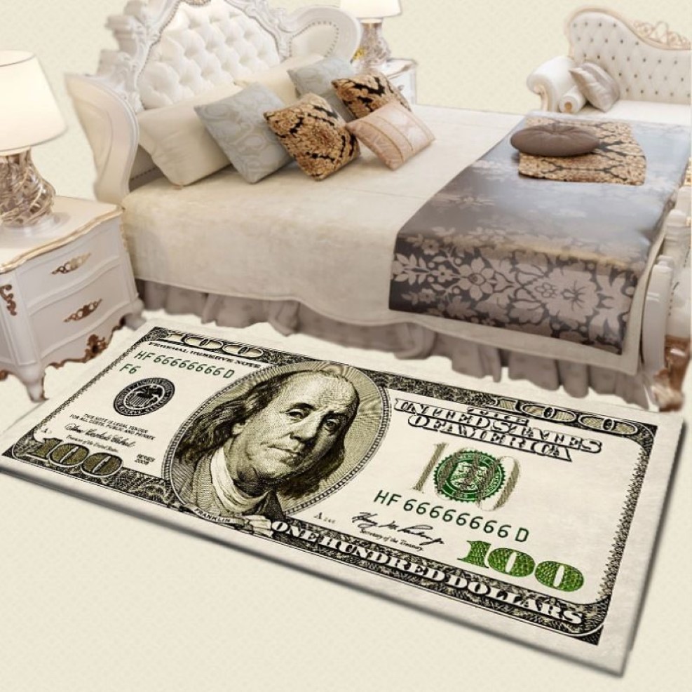 Eua criativo 3d tapete moeda do vintage dinheiro 100 bill dólar pintura tapete varanda casa sala de estar decoração cabeceira 2209j