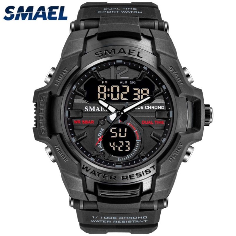 SMAEL New Fashion Dual Time LED Digital Watch Men Waterproof Chronograph Casual Mens Sport Quartz Watches Saat Relogio Masculino 2311M