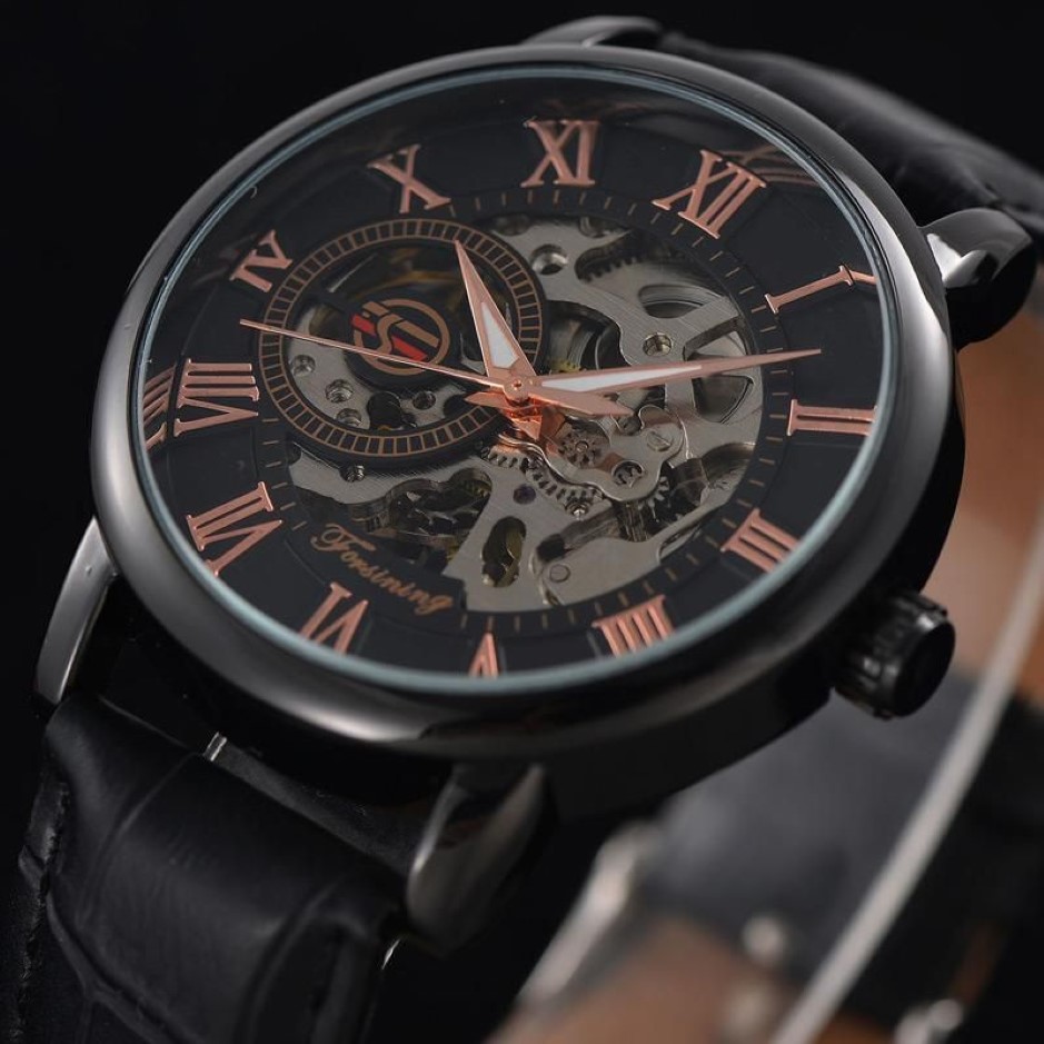 Forsining Top Mens Watch Men Sport Clock Male Business Skeleton Clocks Hand Wind Mechanical Watches Gift1296N