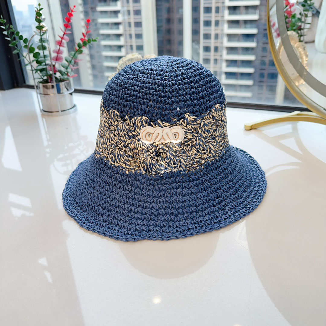 Minimalist designer bucket hat fashionable woven straw hat breathable outdoor travel hats letter embroidered beach hat