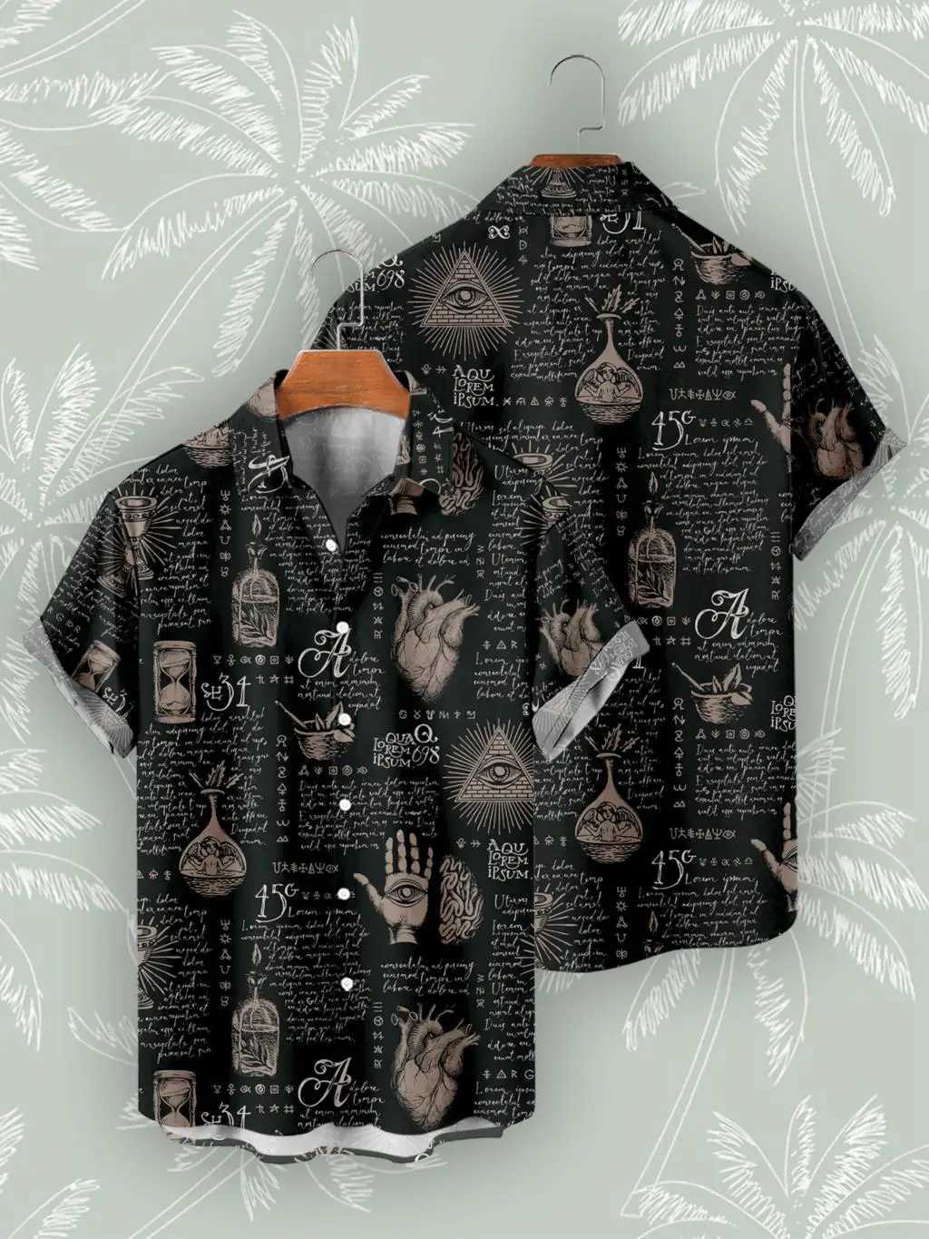 Men's T-Shirts Hawaiian Shirts For Mens Skull Summer Casual Short Sleeve Y2k High Quality Oversized Streetwear Vintage Beach Tops Clothing